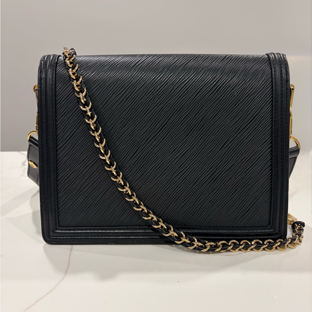 Louis Vuitton Black Leather Shoulder Bag with Gold Chain - Picture 2 of 10
